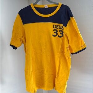 Deus ex Machina Yellow and Navy T-Shirt